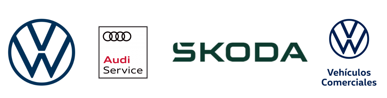 Logos Volkswagen Audi Škoda - marcas oficiales taller Cofenauto